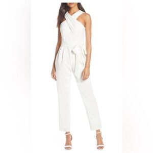 NWT! Eliza J Ivory Crisscross Halter Jumpsuit Size 10